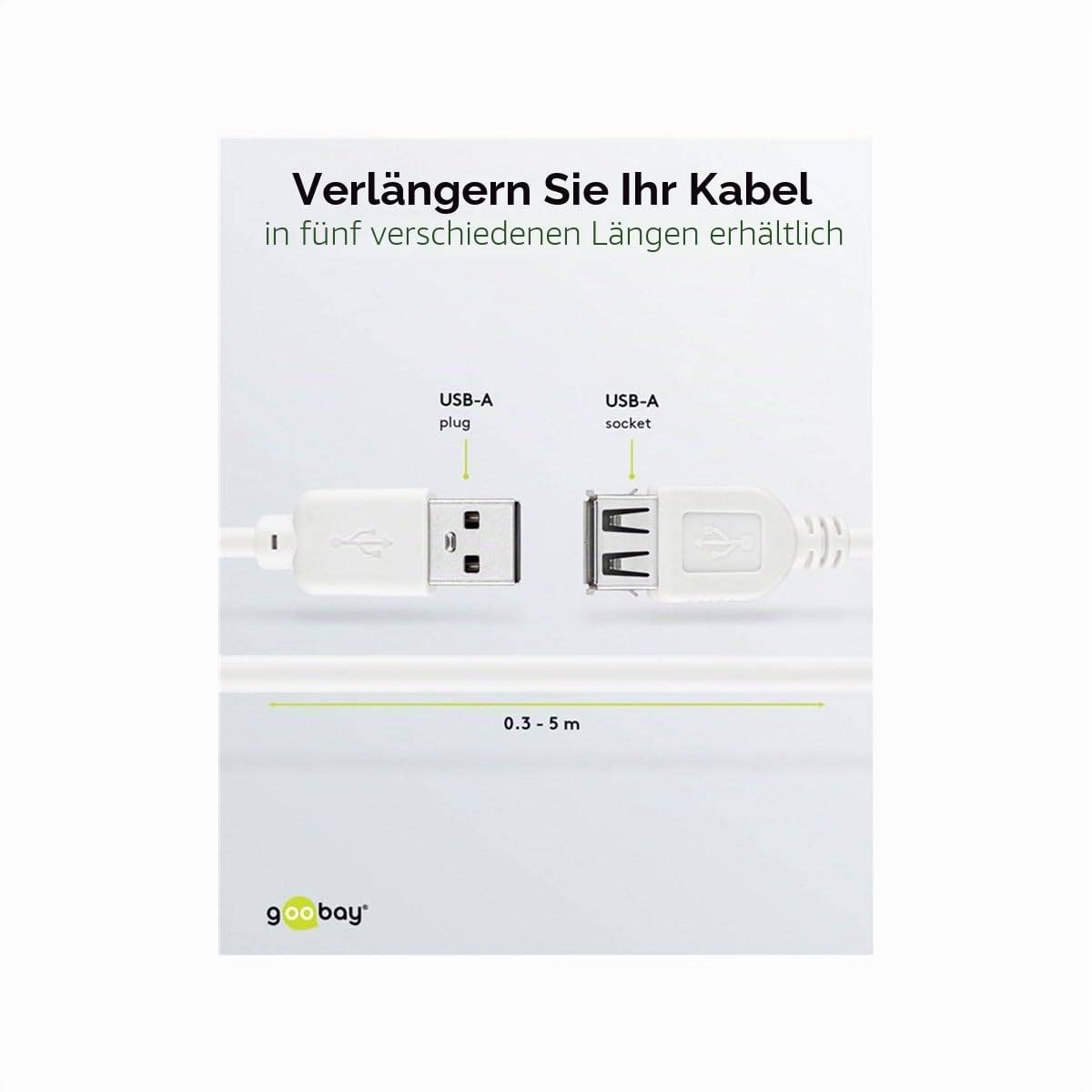 Goobay Cavo prolunga USB 2.0 ad alta velocità, bianco 0.6 m spina USB 2.0 (tipo A) > presa USB 2.0 (tipo A)-6