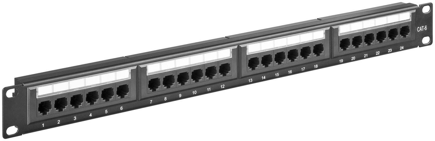 Goobay CAT 6 Pannello patch da 19" (48,3 cm), 24 porte nero UTP non schermato, nero