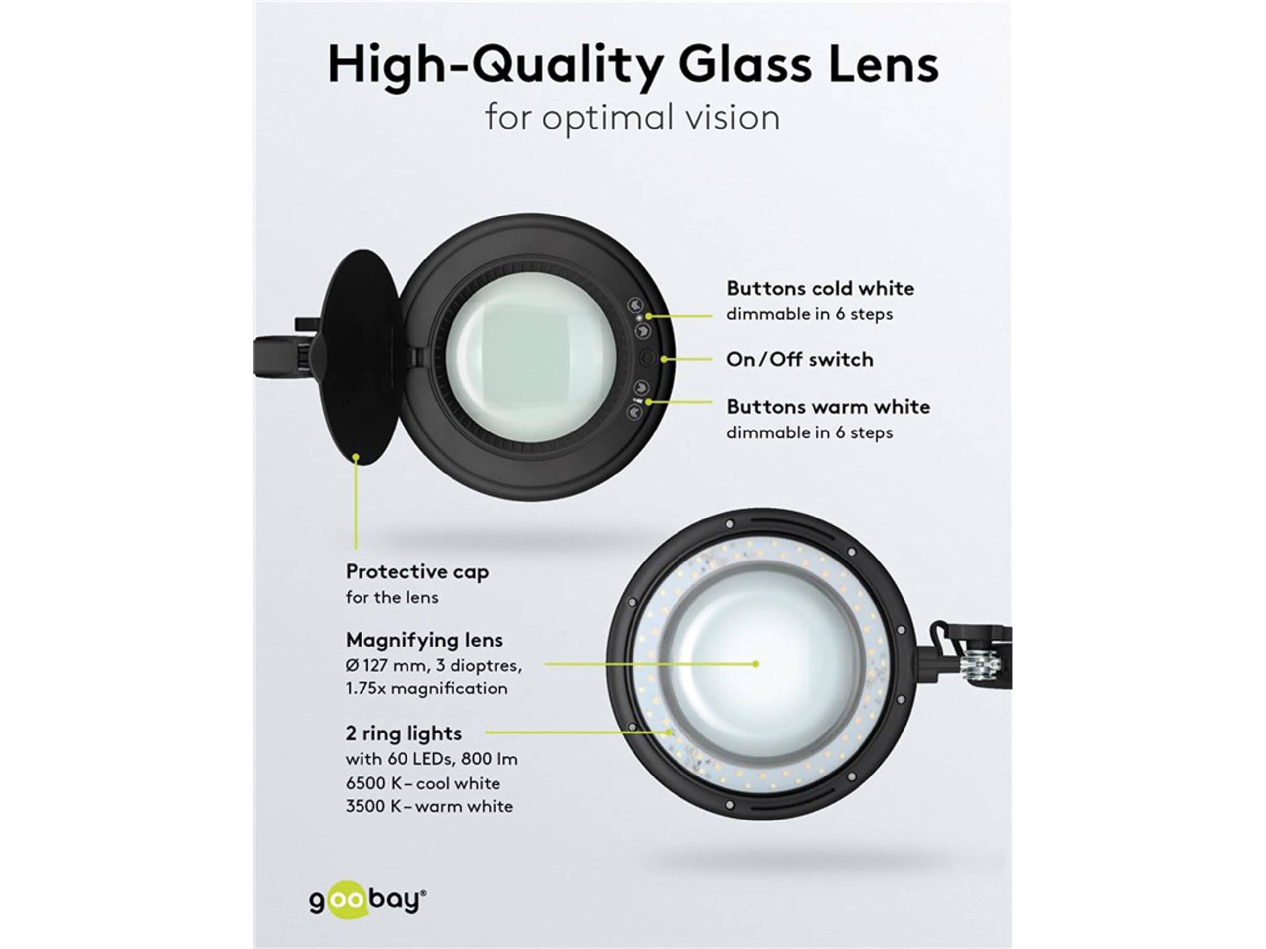 Lampada d'ingrandimento con morsetto a LED Goobay, 10 W, nero - 800 lm, luminosità e colore della luce regolabili,...-4