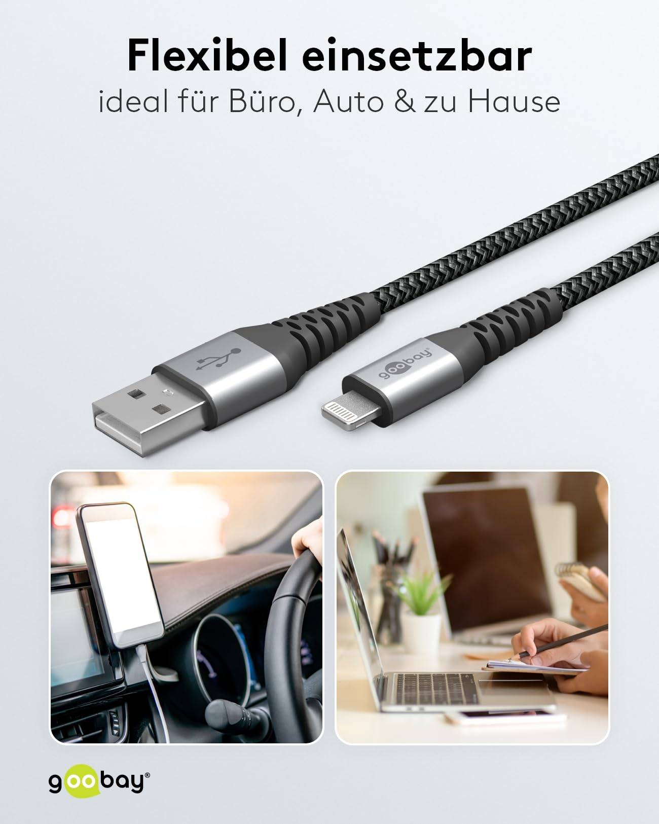 GOOBAY Cavo Apple Lightning 8 Pin a USB tipo A 0,5m Grigio Nero / Grigio 0,5 m-6