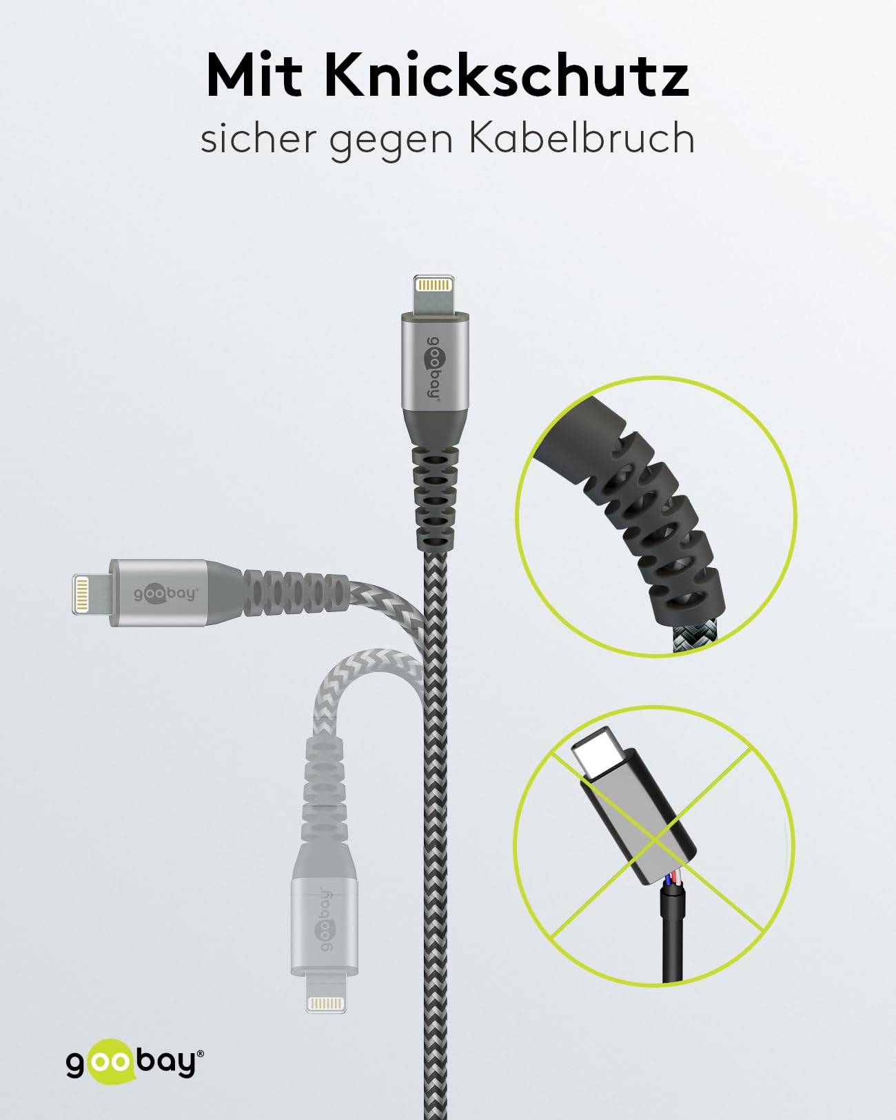 GOOBAY Cavo Apple Lightning 8 Pin a USB tipo A 0,5m Grigio Nero / Grigio 0,5 m-2