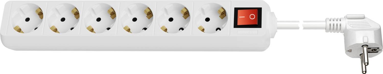 Goobay 38845 5 m Interno CEE Ad angolo IP20 Resistente agli spruzzi 6-Way Power Strip with Switch 5 m White 38845-0