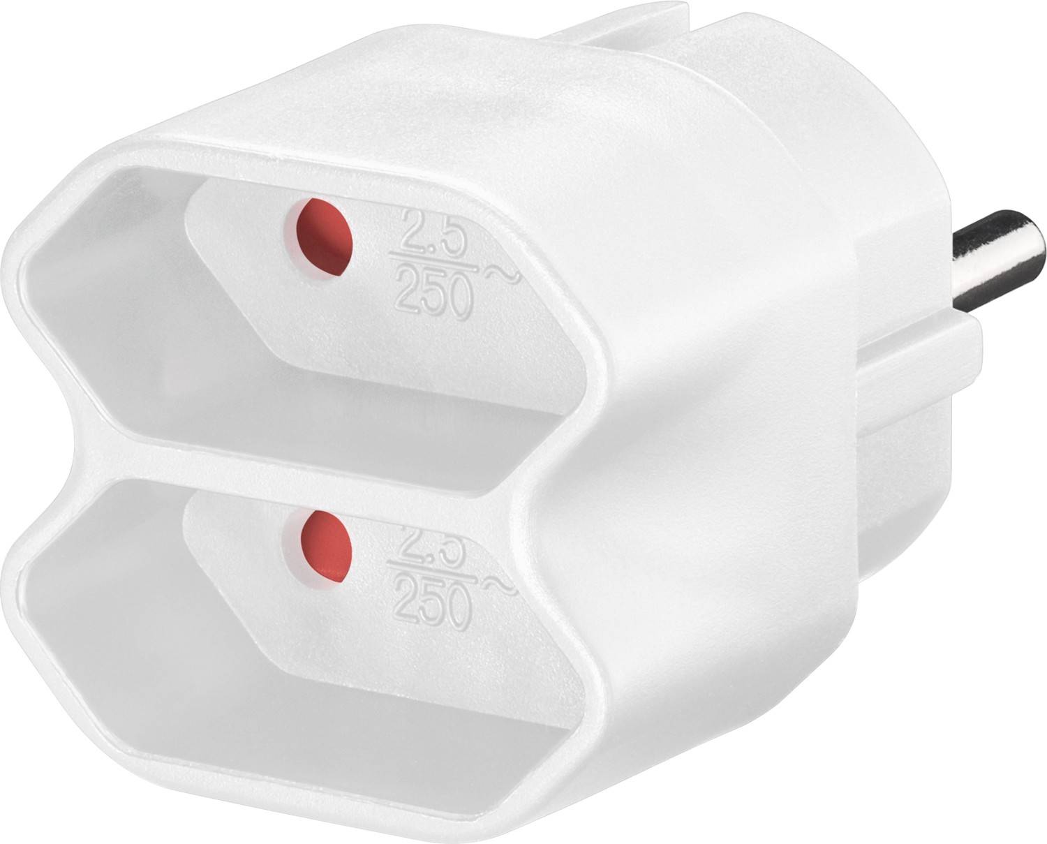 Goobay Adattatore di presa bianco adattatore compatto con 2x eurospina (tipo C CEE 7/16)-0