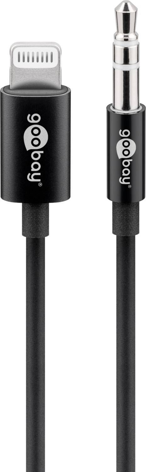 Cavo di collegamento audio Goobay Apple Lightning (3,5 mm) 1 m nero - per collegare un iPhone/iPad a un dispositivo...