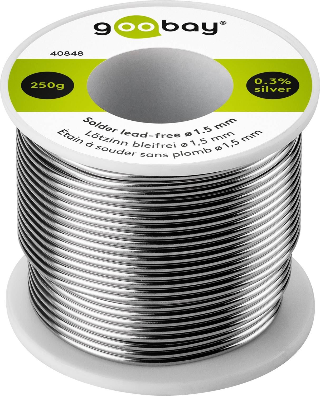 Goobay LZ 1.5mm 250g - bleifrei - Essential Stagno per saldatura Bobina Sn99,3Cu0,7 250 g 1.5 mm