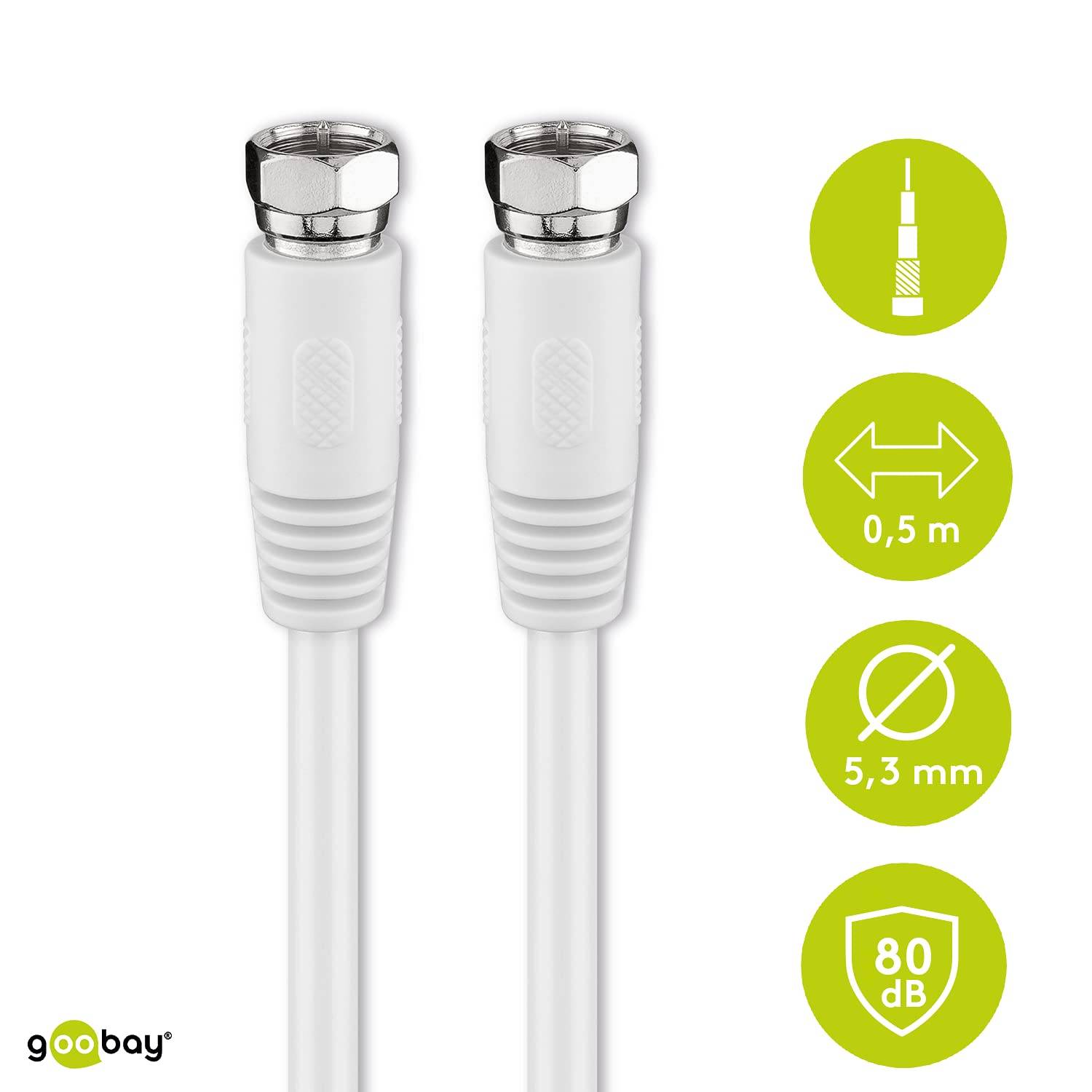 Goobay Cavo antenna SAT (80 dB), doppia schermatura 0.5 m spina F > spina F (completamente schermata)-4