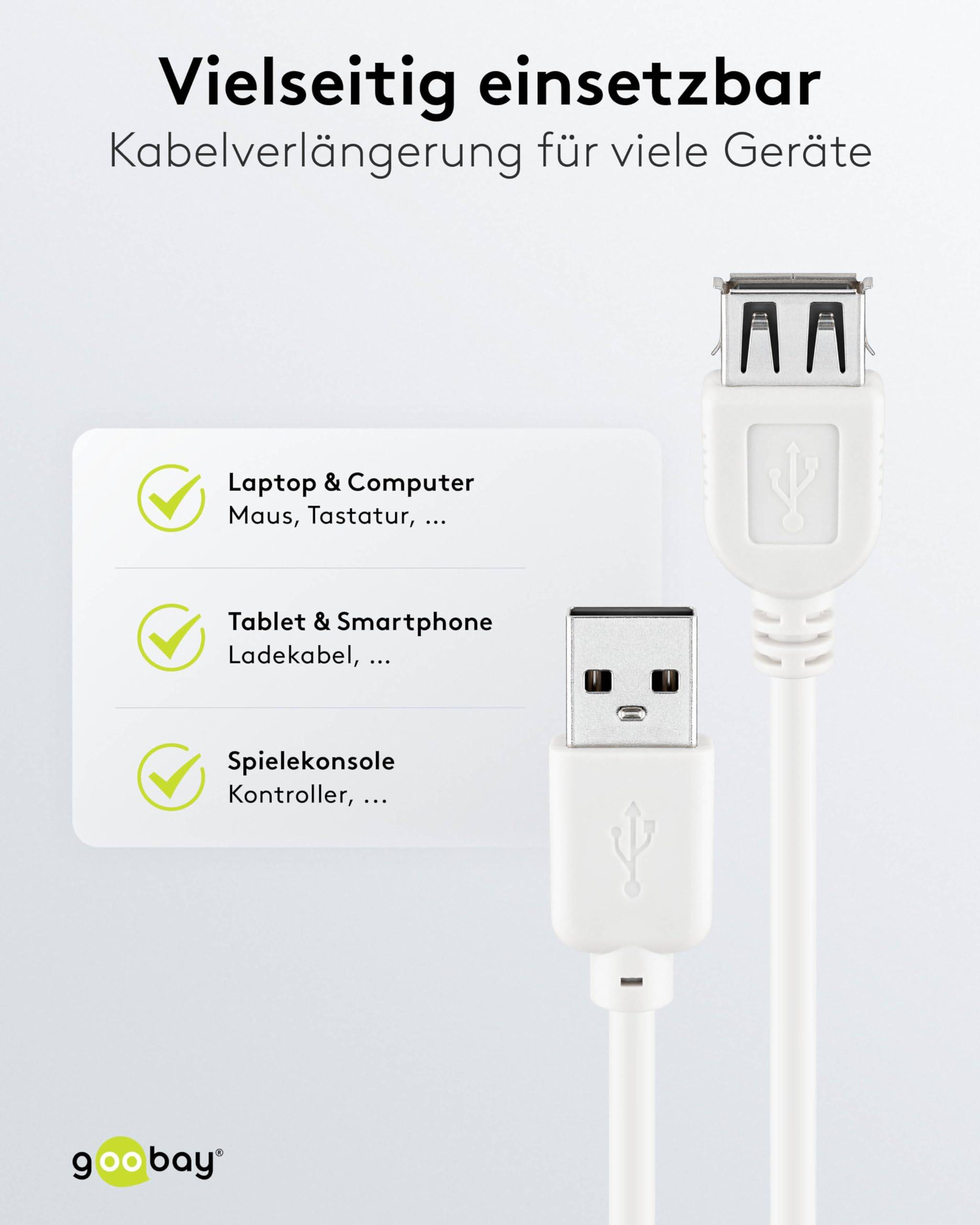 Goobay Cavo prolunga USB 2.0 ad alta velocità, bianco 0.3 m spina USB 2.0 (tipo A) > presa USB 2.0 (tipo A)-3
