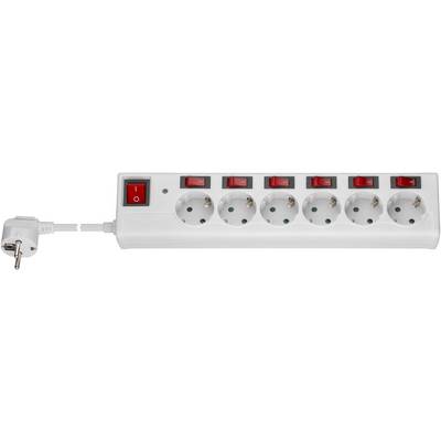 Goobay Presa multipla a 6 prese con protezione da sovratensione e interruttore 1,5 m bianco 6x prese “Standard Tedesco”-0
