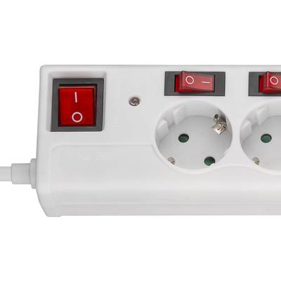 Goobay Presa multipla a 6 prese con protezione da sovratensione e interruttore 1,5 m bianco 6x prese “Standard Tedesco”-1