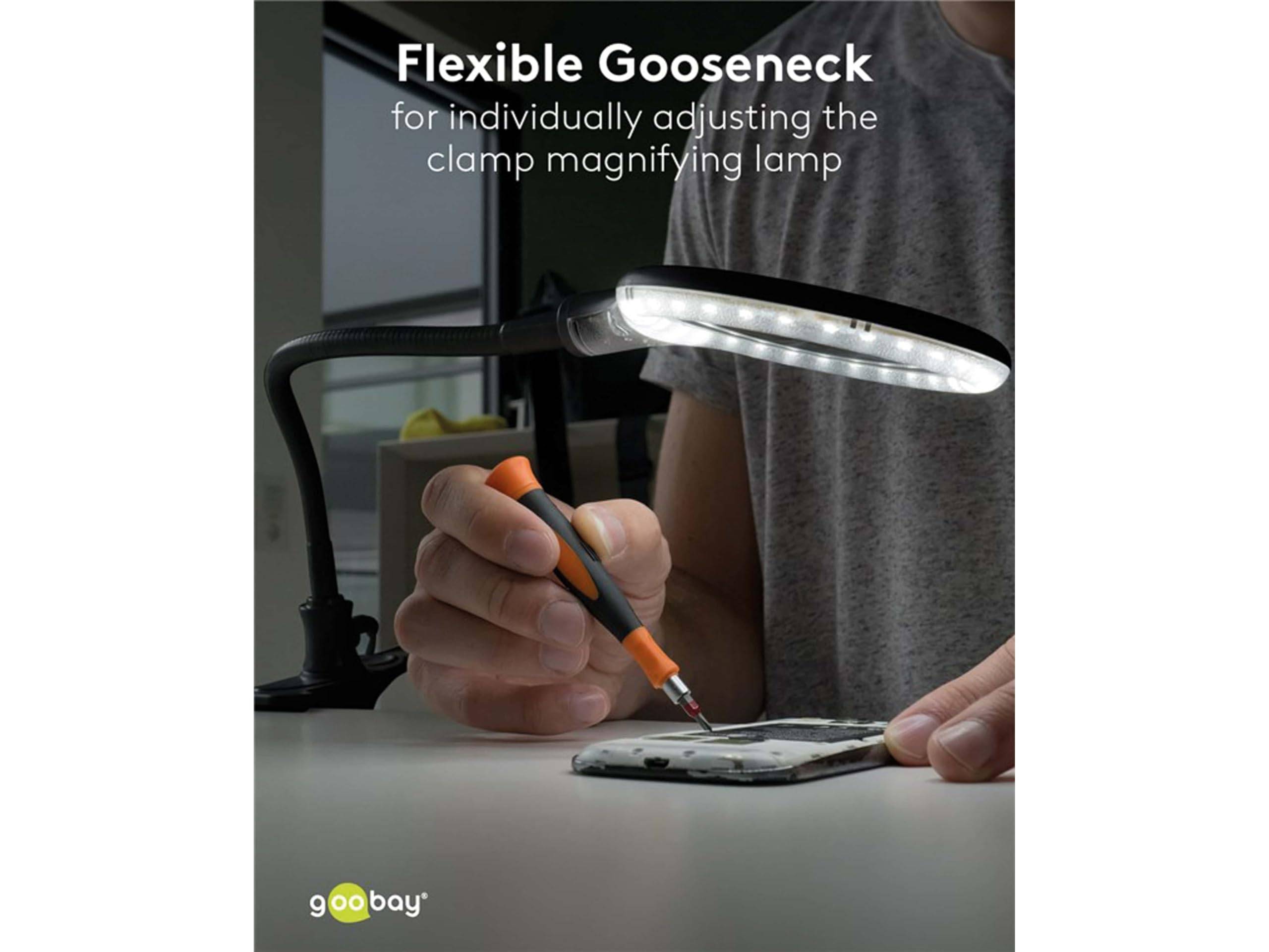 Lampada d'ingrandimento con stativo/clip Goobay LED 6 W, nero - 480 lm, lente in vetro da 100 mm, ingrandimento...-3
