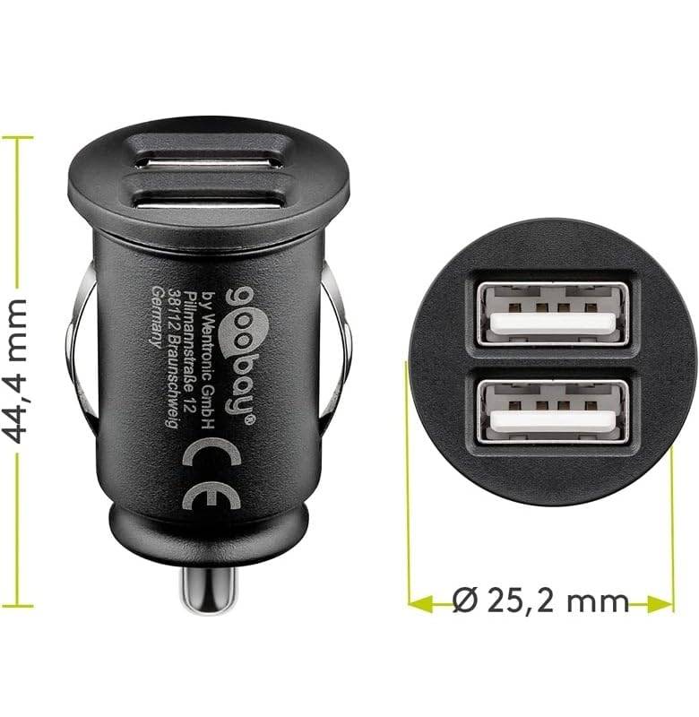 KFZ USB 2xUSB 3,1A schwarz mini LC PL-1