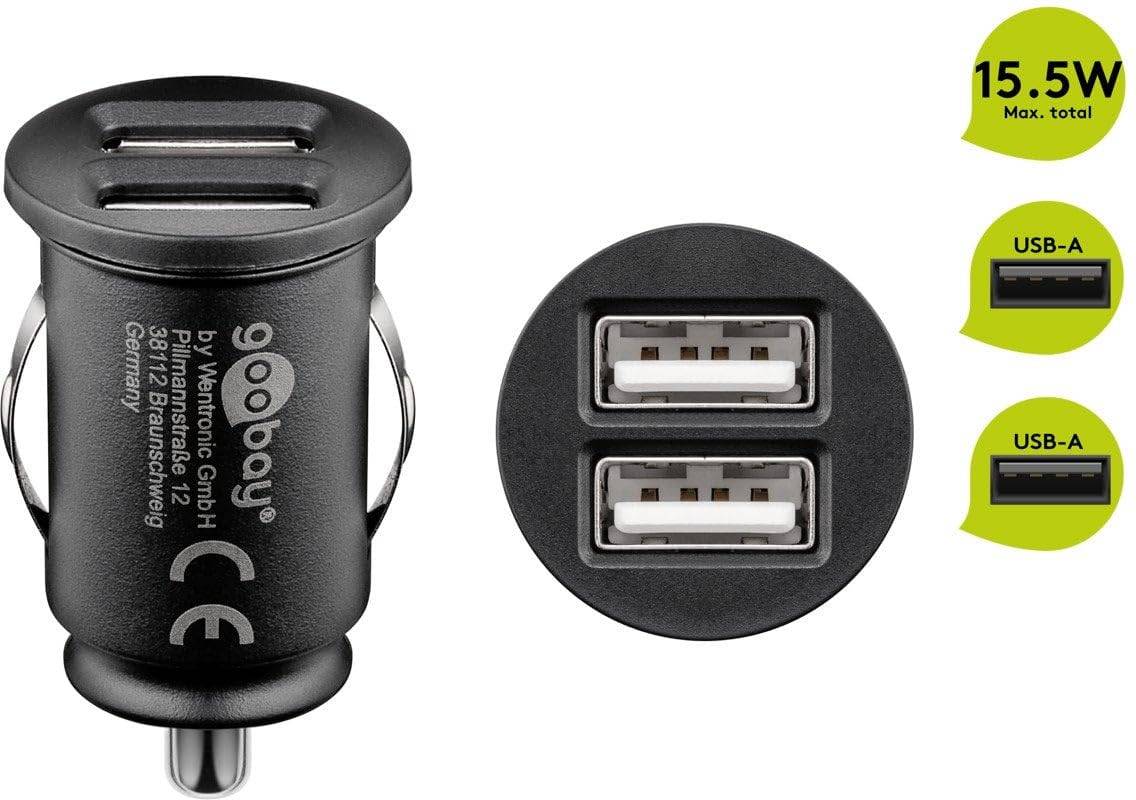 KFZ USB 2xUSB 3,1A schwarz mini LC PL-2