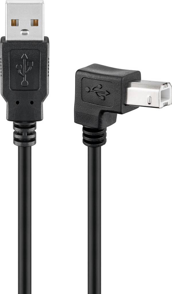 Goobay Cavo ad alta velocità USB 2.0 90°, nero 0.5 m per stampante. spina USB 2.0 (tipo A) > spina USB 2.0 (tipo B)