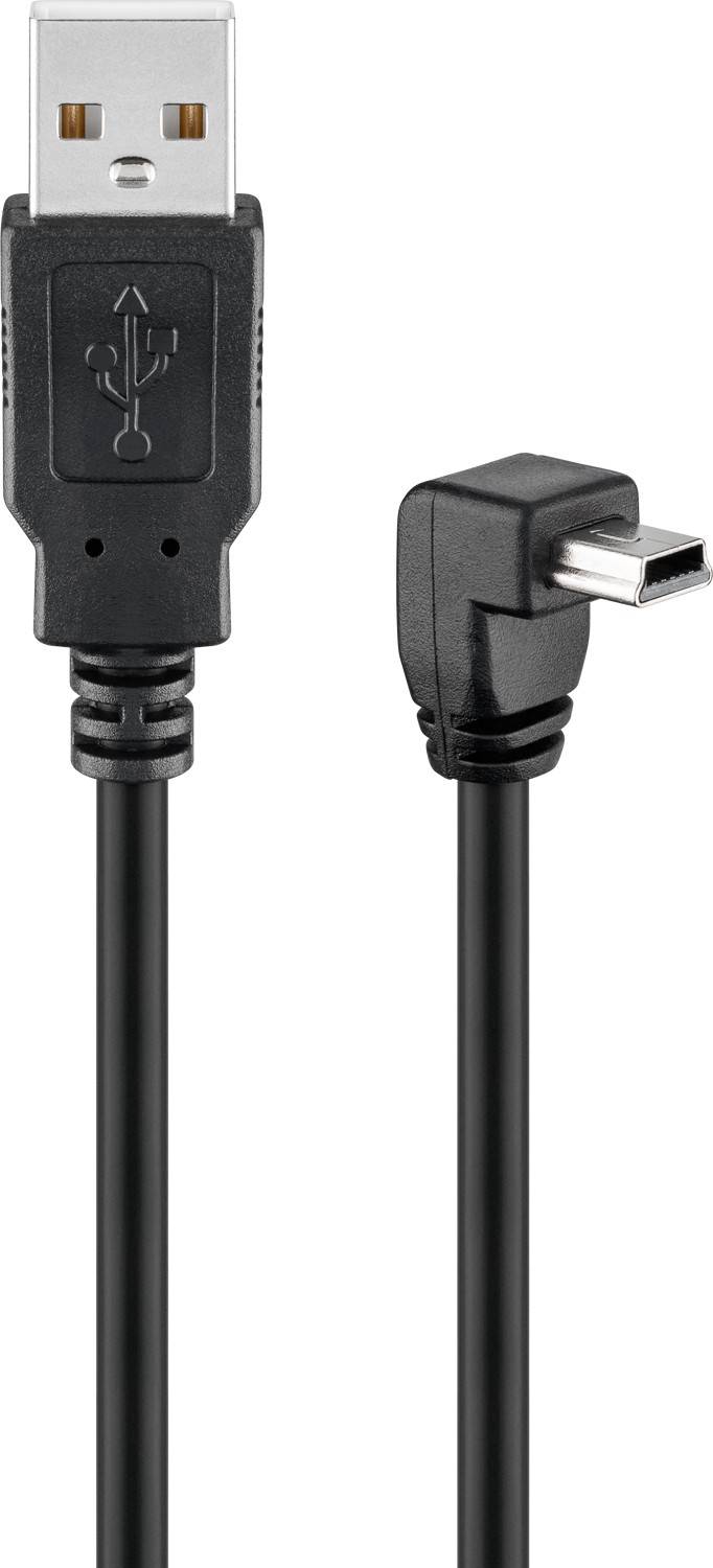 Goobay Cavo USB 2.0 ad alta velocità 90°, Nero 1.8 m spina USB 2.0 (tipo A) > Spina USB 2.0 mini (tipo B, a 5 pin) 90°