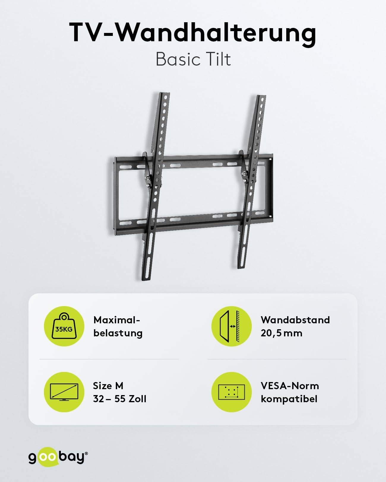 Supporto da parete per TV Goobay Basic TILT (M) - supporto per televisori da 32 a 55 pollici (81-140 cm), inclinabile...-1