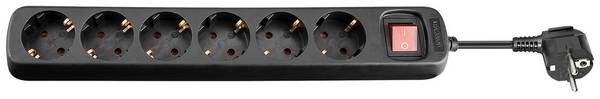 GOOBAY Presa Multipla a 6 Posti Schuko con Cavo 1,5m Nero Nero