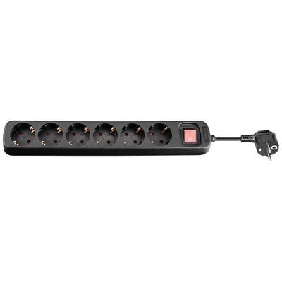 GOOBAY Presa Multipla a 6 Posti Schuko con Cavo 1,5m Nero Nero-0