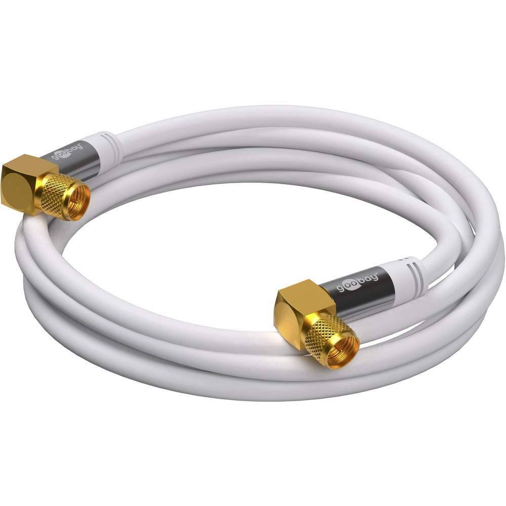 Goobay Cavo antenna SAT (135 dB), 4x schermato 3 m placcato oro, spina F 90° > spina F 90°-2