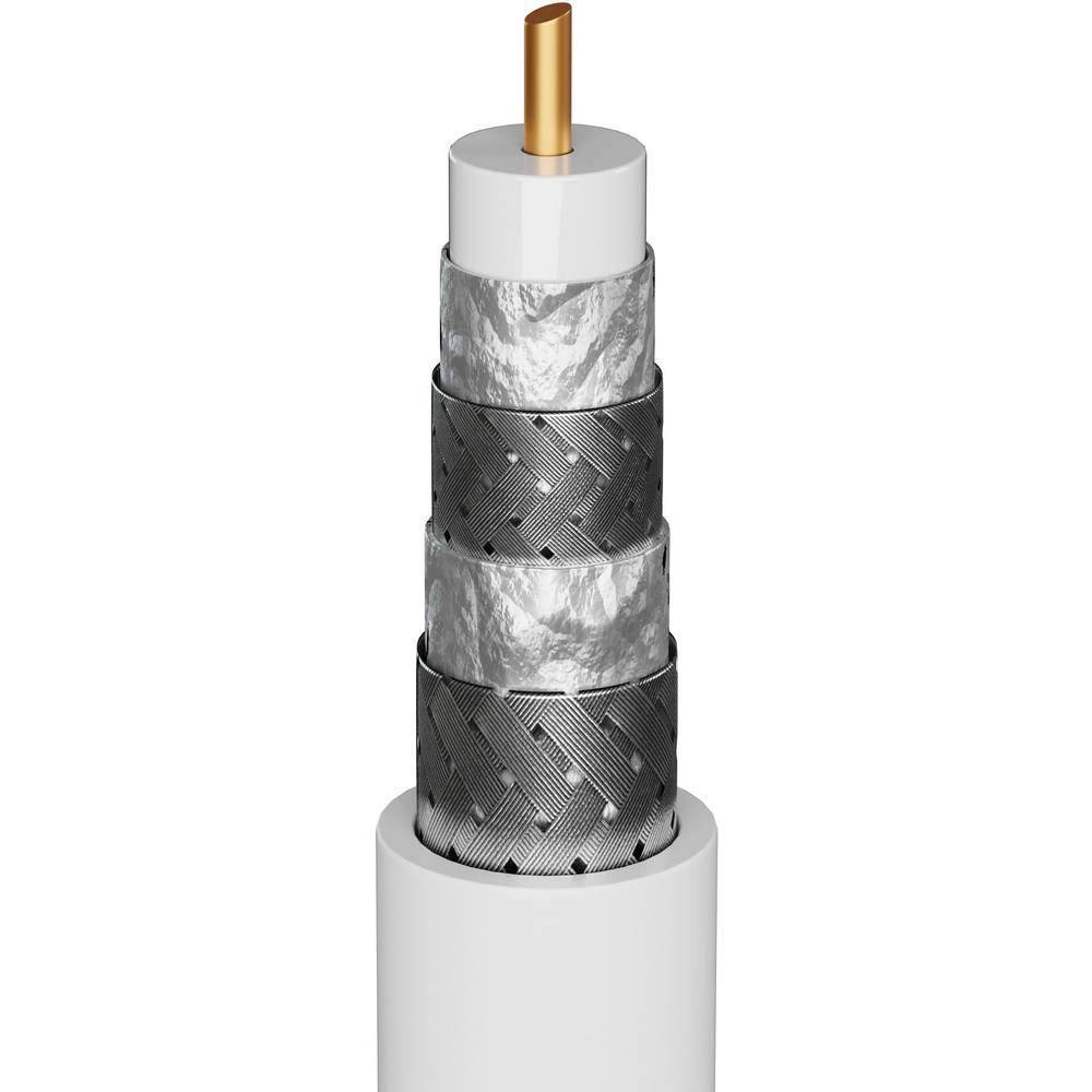 Goobay Cavo antenna SAT (135 dB), 4x schermato 3 m placcato oro, spina F 90° > spina F 90°-3
