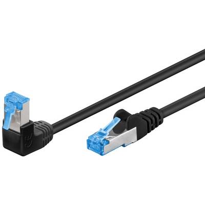 Cavo patch Goobay CAT 6A 1x angolato a 90°, S/FTP (PiMF), nero 10 m-0