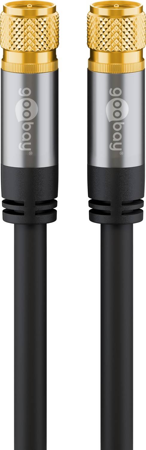 Goobay Cavo antenna satellitare (135 dB), 4x schermato 10 m placcato oro, spina F > spina F-0