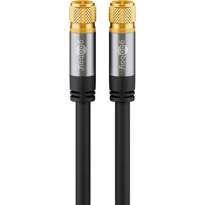 Goobay Cavo antenna satellitare (135 dB), 4x schermato 10 m placcato oro, spina F > spina F-0