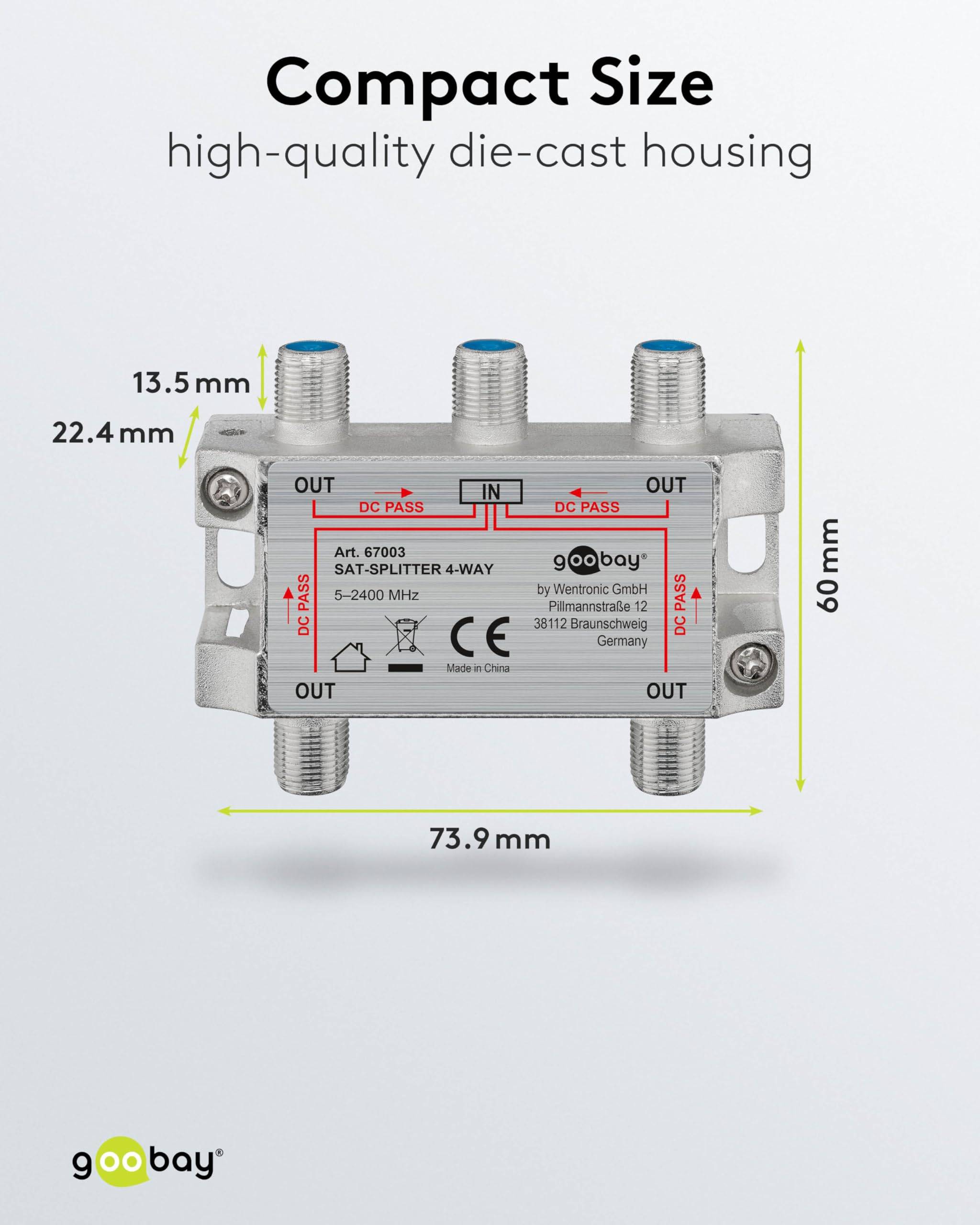 Goobay Distributore SAT, 4 vie 4 per sistemi satellitari 5 MHz - 2400 MHz-2