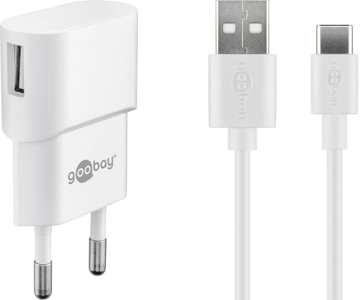 Set di ricarica Goobay USB-C™ 1 A - alimentatore con cavo Type-C™ 1m (bianco)-0