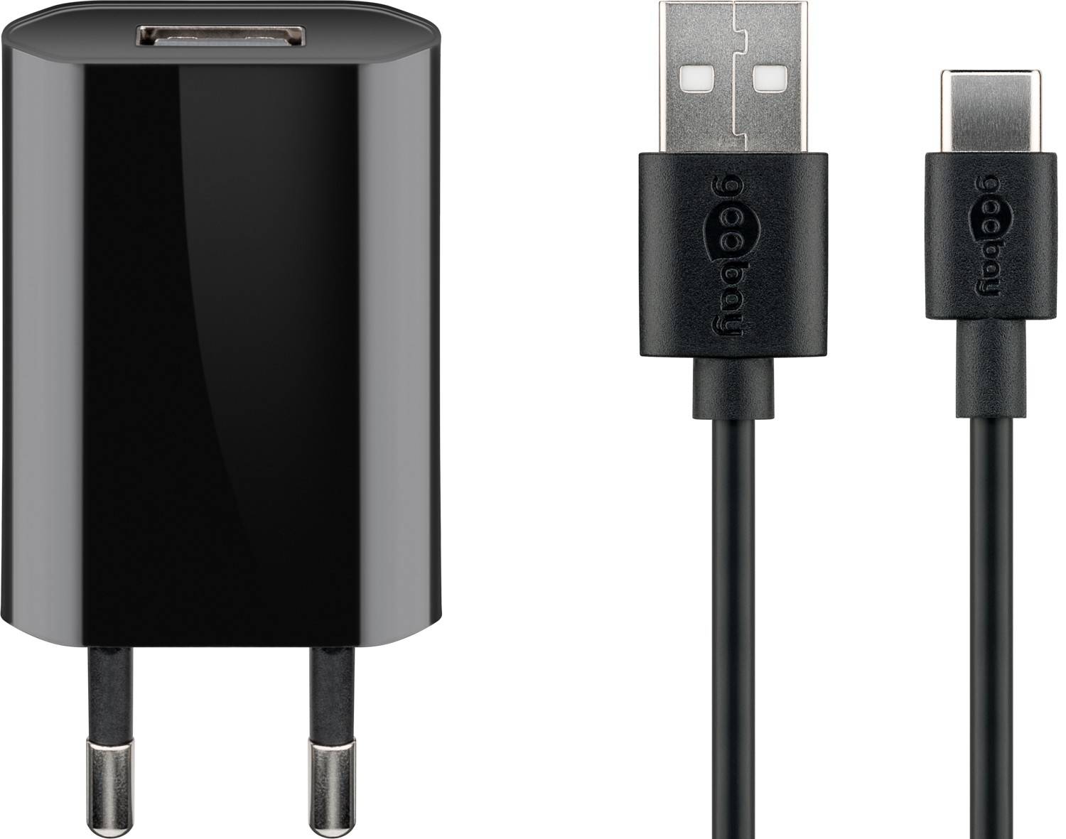 Set di ricarica Goobay USB-C™ 1 A - alimentatore con cavo Type-C™ 1m (nero)-0