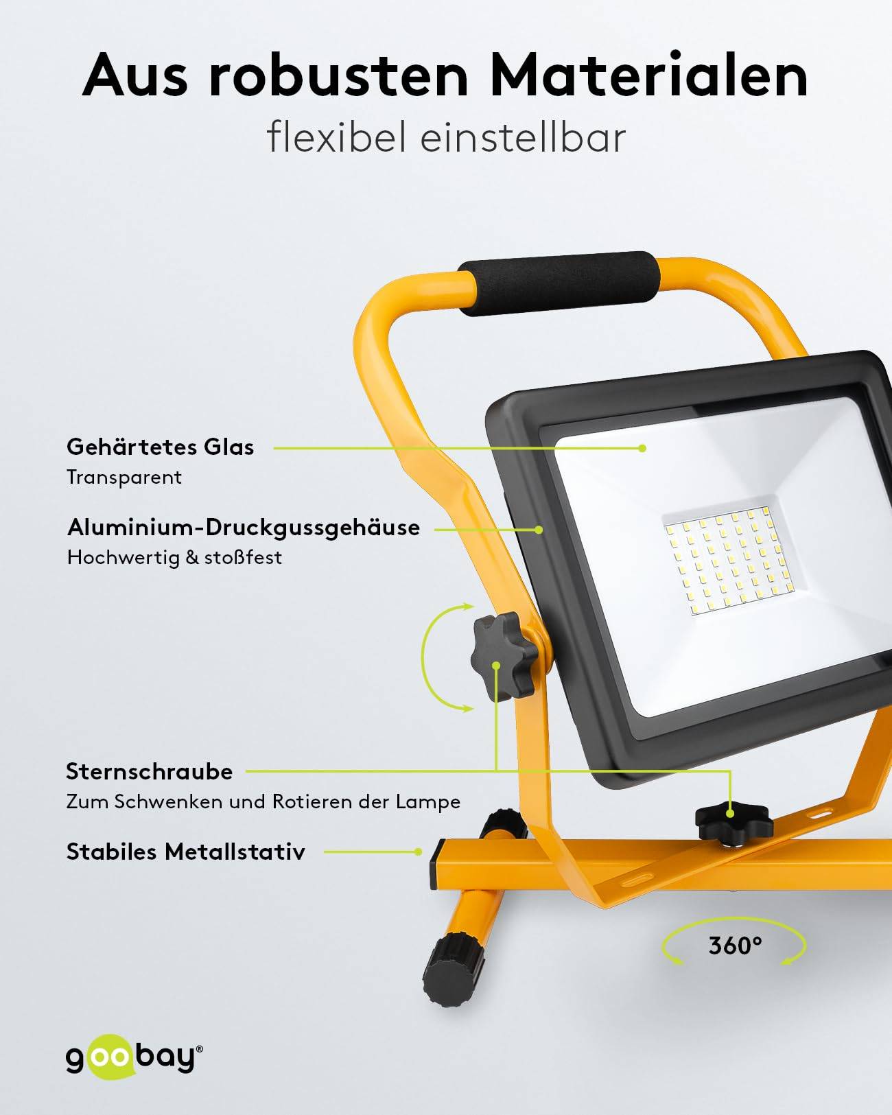 Faretto LED da costruzione Goobay con supporto, 50 W - con 4250 lm e luce bianca fredda (6500 K), adatto per interni...-4