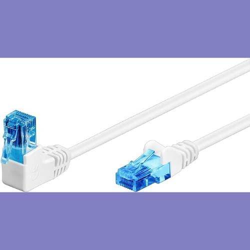 Cavo patch Goobay CAT 6A 1x angolato a 90°, U/UTP, bianco 3 m-3