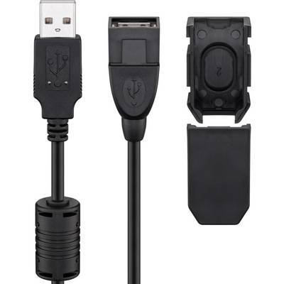 Goobay Cavo prolunga USB tipo A 2.0 con clip di sicurezza, nero 2 m spina USB 2.0 (tipo A) > presa USB 2.0 (tipo A)-0
