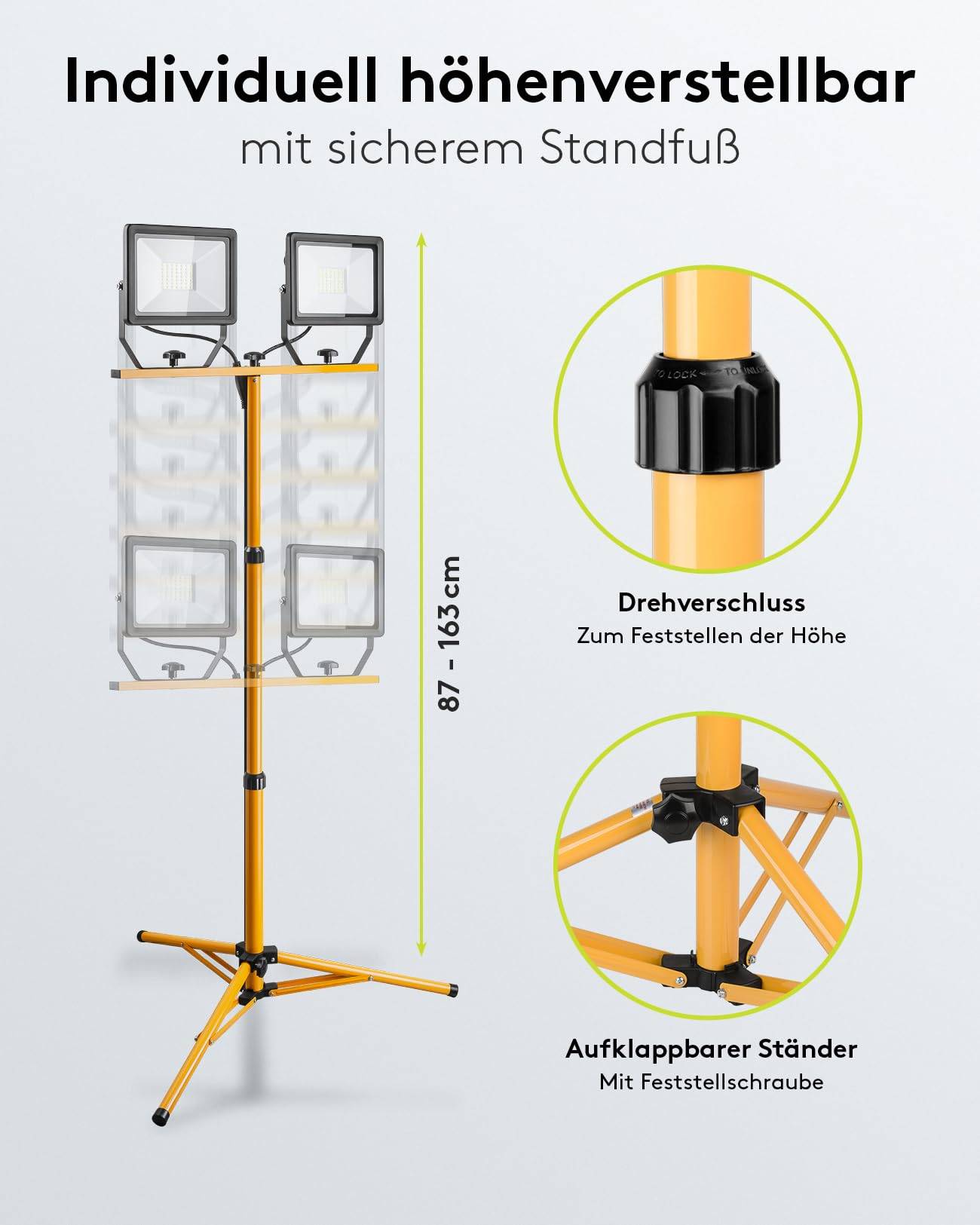 Faretto da costruzione a LED Goobay con treppiede telescopico, 2x 50 W - con un totale di 8500 lm e luce bianca...-3