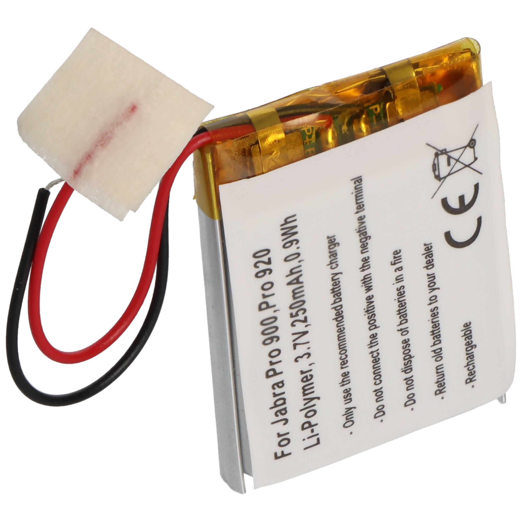 Batteria adatta per Jabra Pro 900, Pro 920, Li-Polymer, 3,7 V, 250 mAh, 0,9 Wh-2