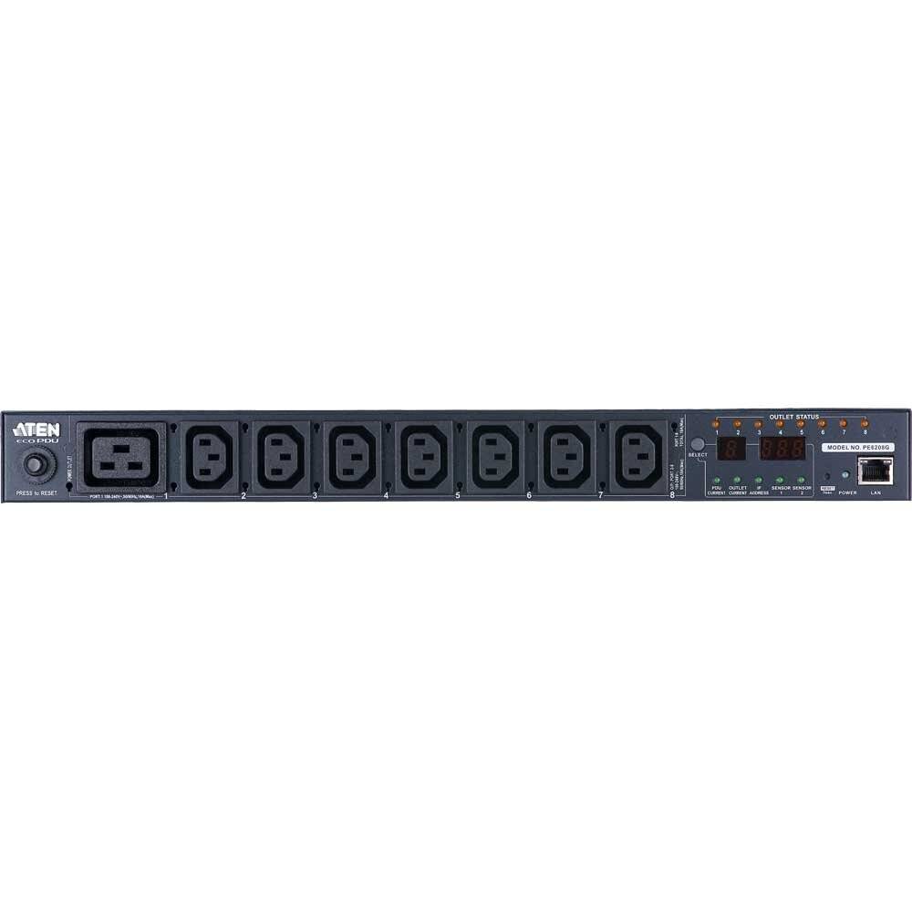 ATEN PE8208G PDU a 8 porte, 1U, 7xC13 + 1xC19, 16A, misura a porta singola-5