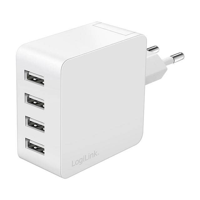 LOGILINK 4port-USB pocket adapter 24W,4x USB-A, white-0