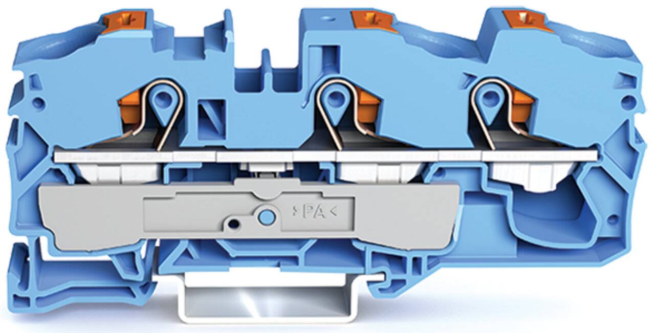 WAGO - 2216-1304 - 3-conductor through terminal blocco with push-button 16 mm² blue-1