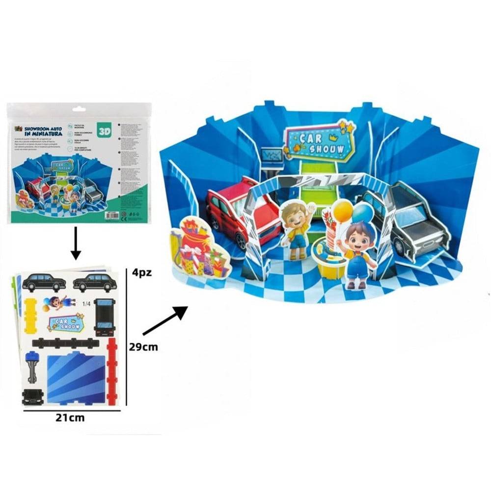 Kit Puzzle 3d Forma Showroom Auto In Miniatura Per Bambini Costruzione Fai Da Te 32401 --1