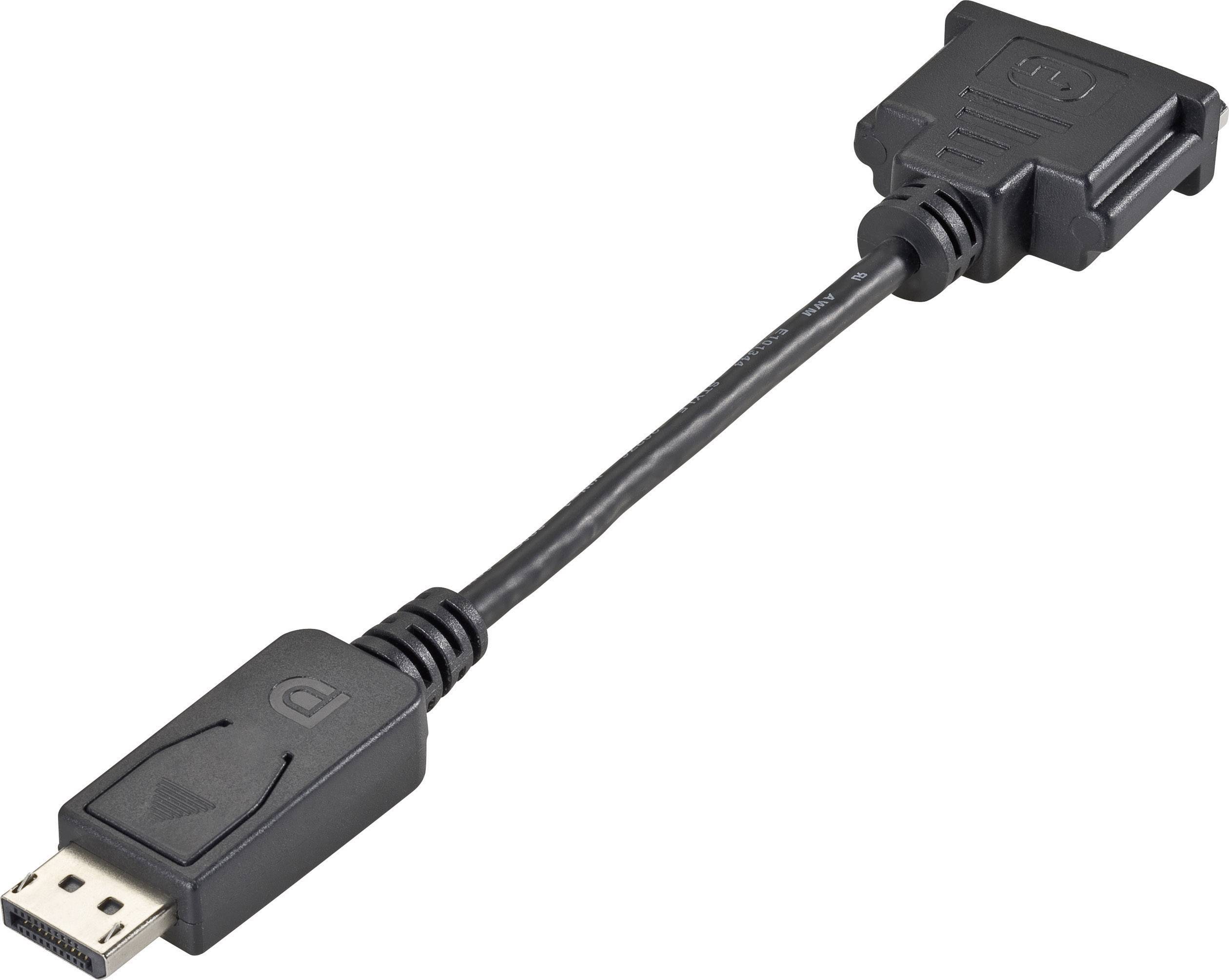986149 DisplayPort / DVI Adattatore [1x Spina DisplayPort - 1x Presa DVI 24+1 poli] Nero contatti connettore dorati 0.09 m