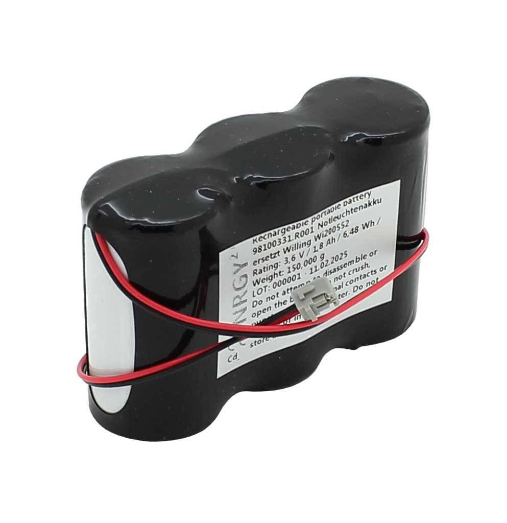 Batteria per illuminazione di emergenza NiMH 3,6 V 1800 mAh F1x3 Sub-C con cavo da 200 mm e connettore sostituisce...-0