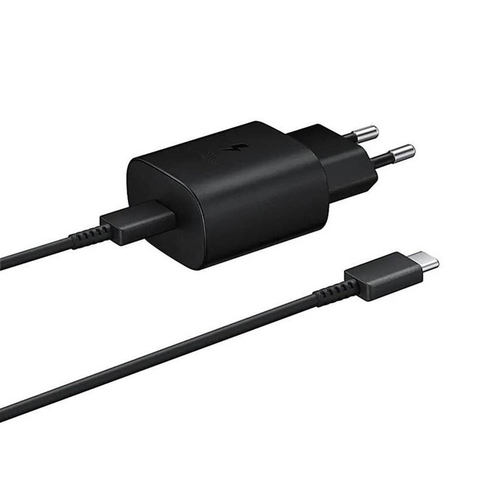 Samsung 25W EP-TA800EBE USB-C Wall Charger with Samsung EP-DA705BBE USB-C / USB-C Cable Replacement Pack - Black-0