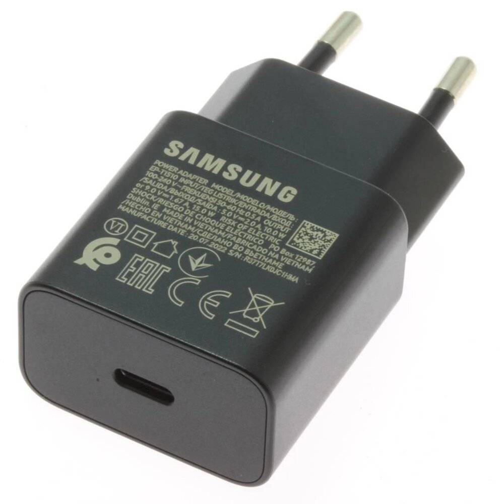 Samsung EP-T1510EBE 15W USB-C Wall Charger (OOB Bulk - Replacement Packaging) - Black-0