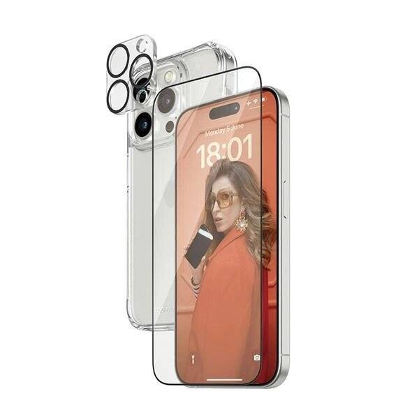 PanzerGlass 3-in-1 Ultra Wide Fit Bundle "Glass + Case + Lens" Custodia + kit vetro di protezione Apple iPhone 15 Pro Ma-3