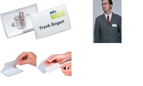 DURABLE Namensschild CLICK FOLD 54x90mm mit Kombiklemme PP 1 Pg. à 25 Stück 821419-7