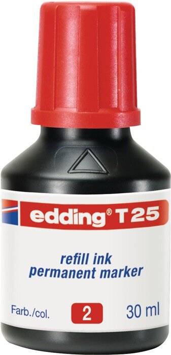 Flacone di ricarica Edding T25 per pennarello indelebile - Capacità 30 ml - Colore rosso-3