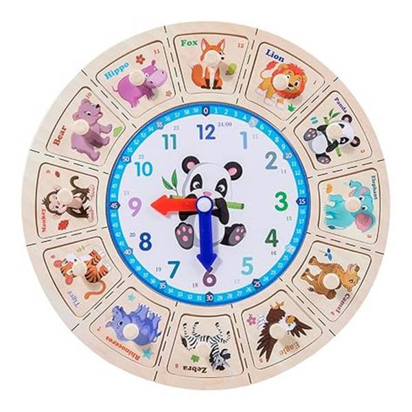 Orologio Puzzle In Legno Educativo Gioco Con Tessere A Incastro Animali Con Pomelli 53768 -