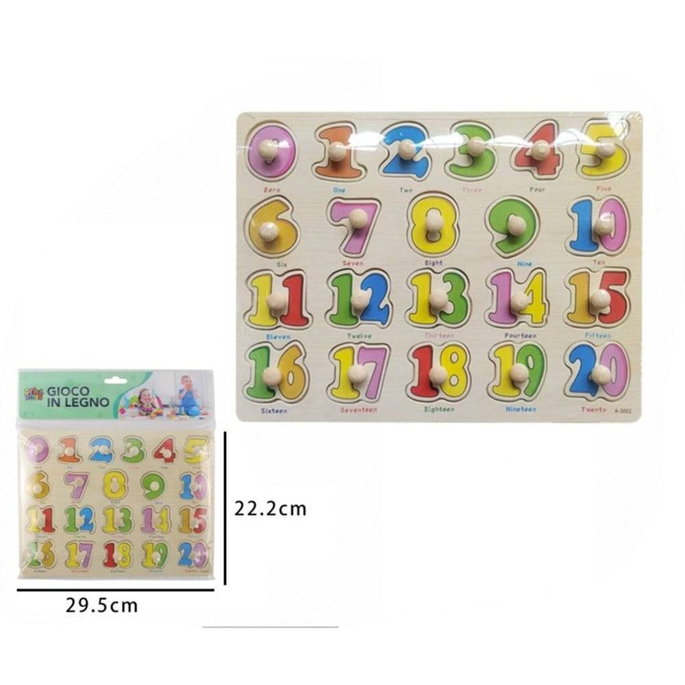 Gioco Giocattolo Educativo Bambini Bimbi Puzzle 3d Numeri Legno Colorati Con Pomelli 52288 --1