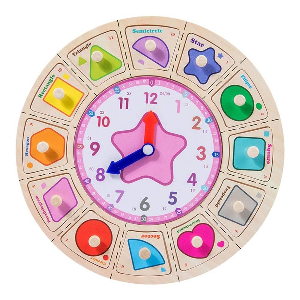Orologio Puzzle In Legno Educativo Gioco Con Tessere A Incastro A Forme Con Pomelli 53763 --0