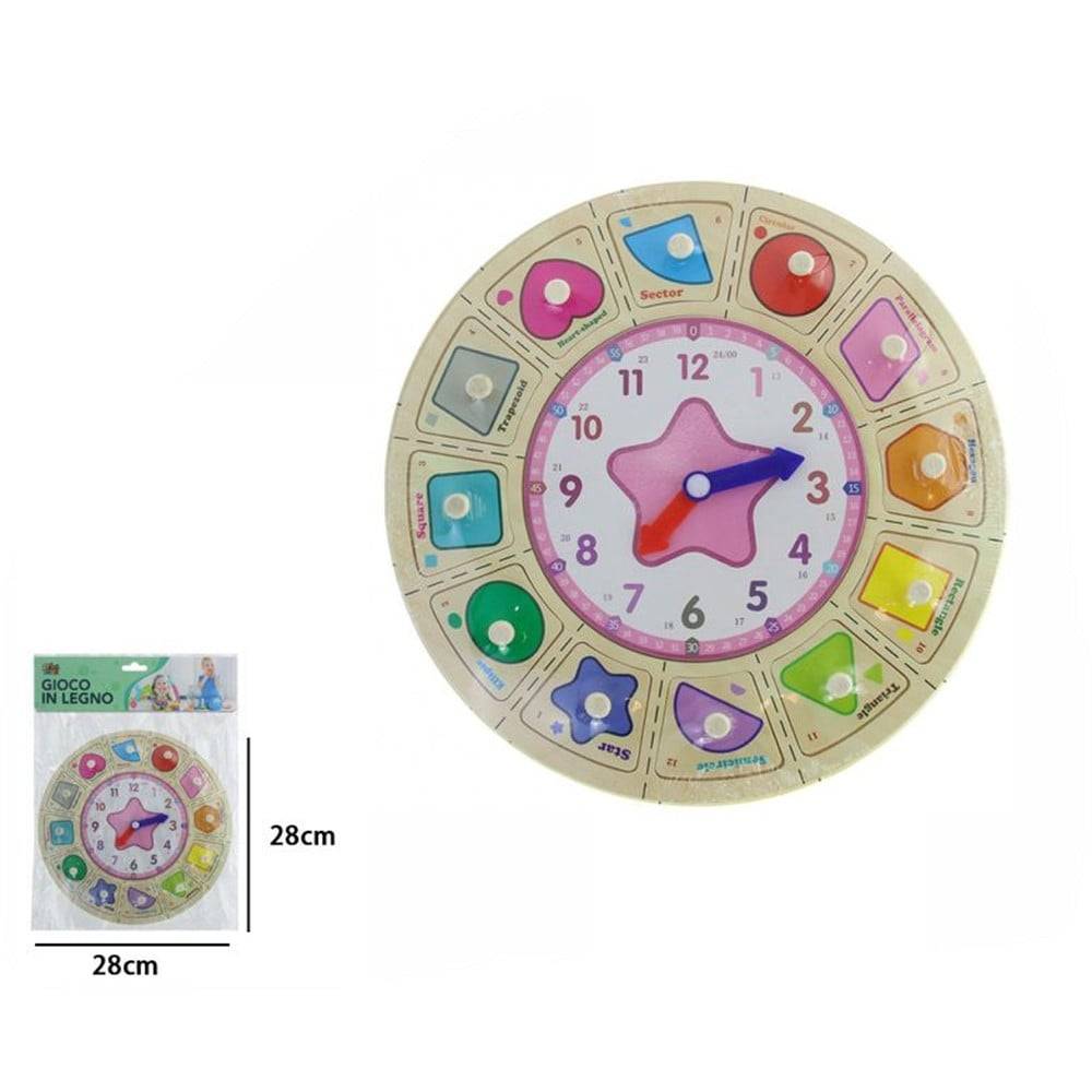 Orologio Puzzle In Legno Educativo Gioco Con Tessere A Incastro A Forme Con Pomelli 53763 --1