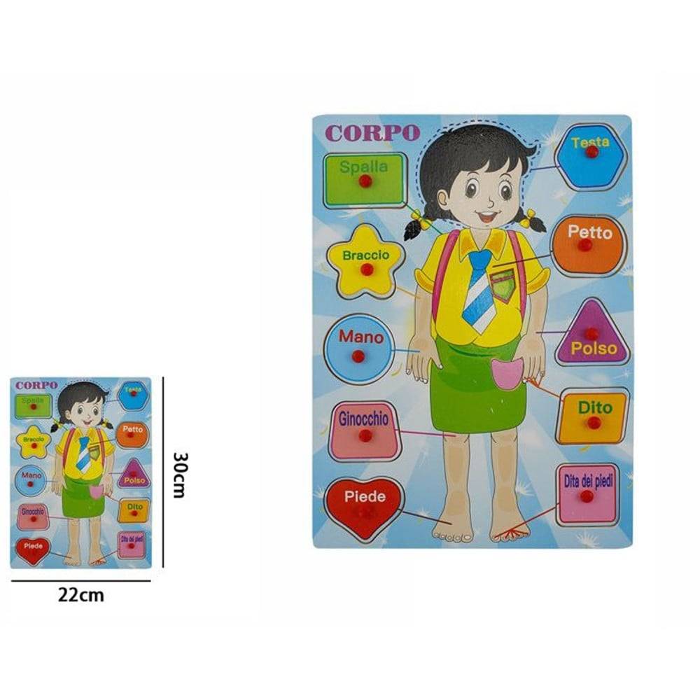 Puzzle A Incastro Tema Corpo Femminile Gioco Educativo In Legno Bambini Con Pomelli 66423 --1